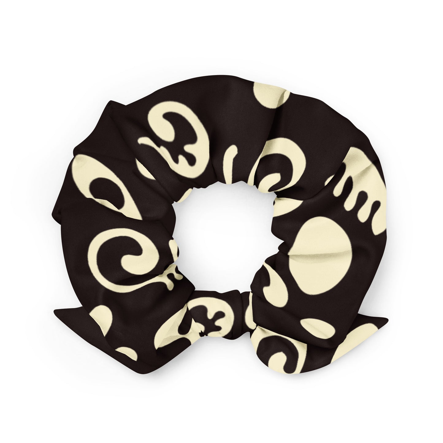 ADORN'D LARGE PRINT RECYCLED FABRIC SCRUNCHIE - Smoke Black