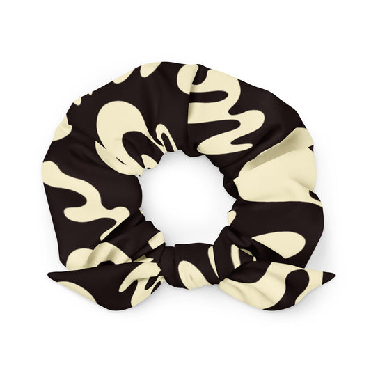 ADORN'D LARGE PRINT RECYCLED FABRIC SCRUNCHIE - Smoke Black