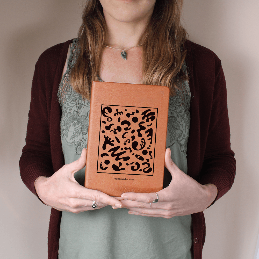 Spotlight Art Framed Graphic Vegan Leather Journal with Gift Wrap Bundle