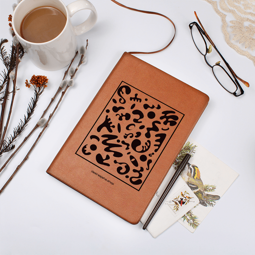 Spotlight Art Framed Graphic Vegan Leather Journal with Gift Wrap Bundle