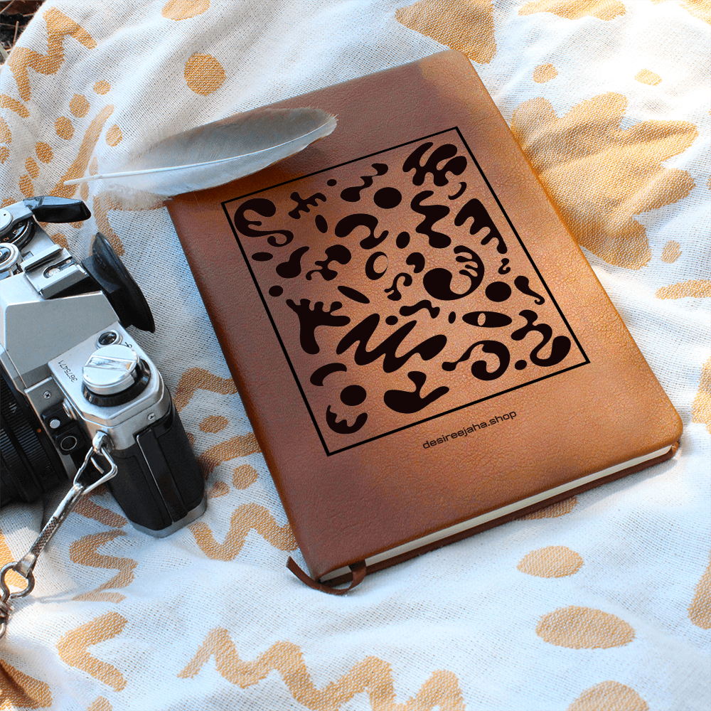 Spotlight Art Framed Graphic Vegan Leather Journal with Gift Wrap Bundle