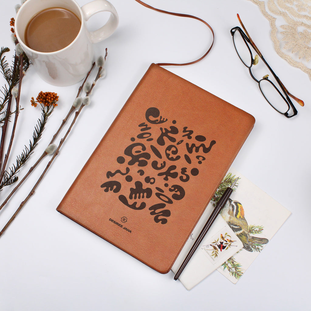 Pure Imagination Engraved Vegan Leather Journal w Ribbon