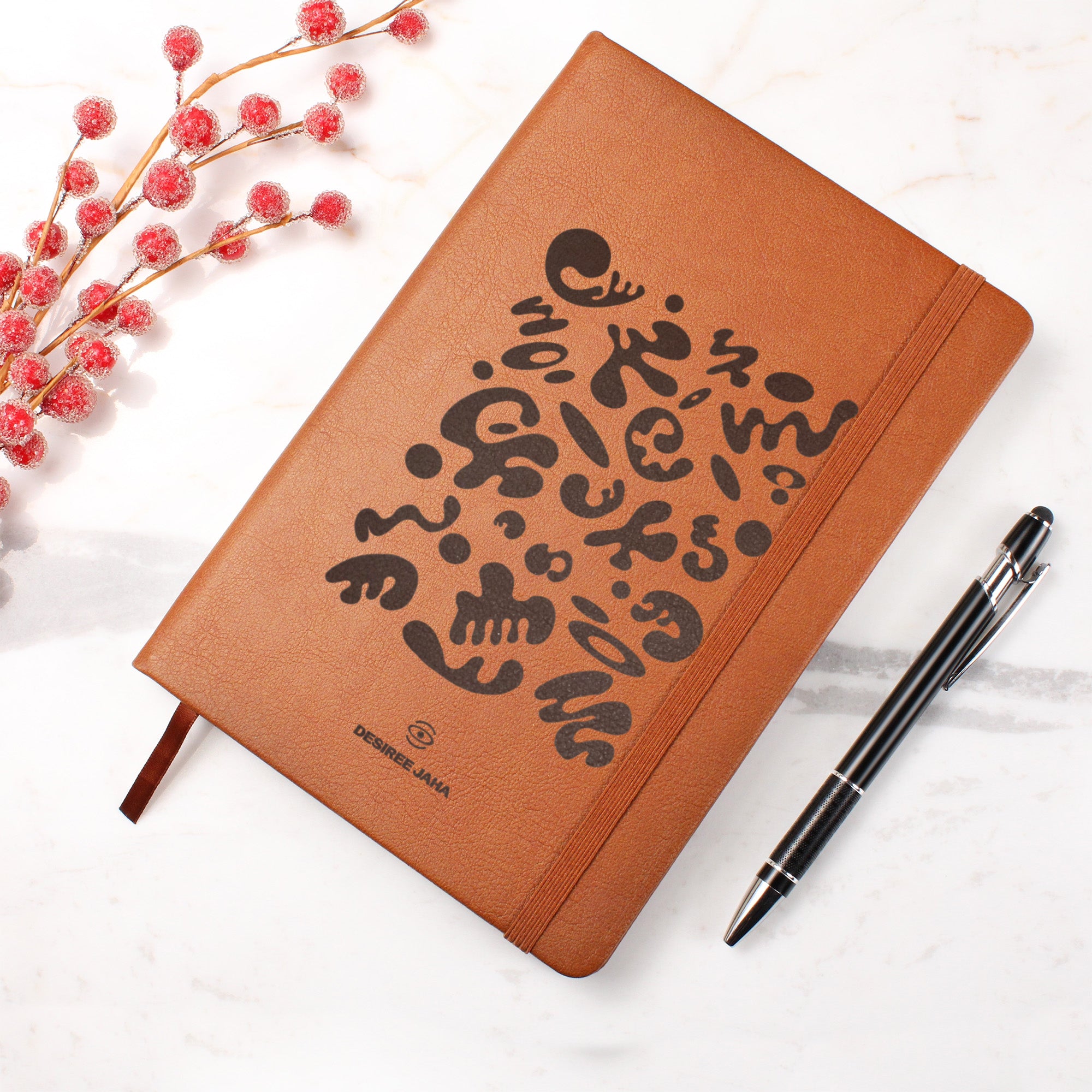 Pure Imagination Engraved Vegan Leather Journal w Ribbon