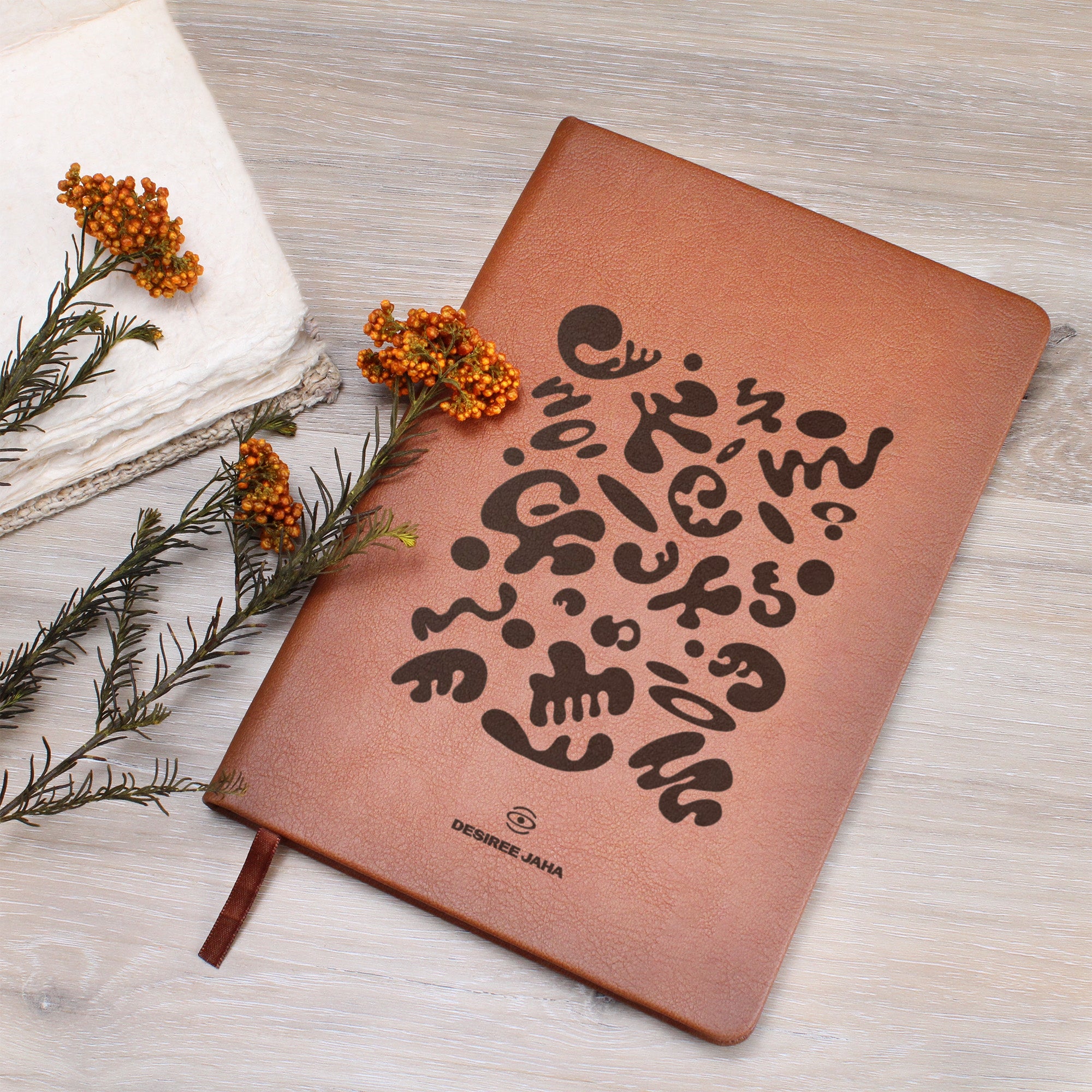 Pure Imagination Engraved Vegan Leather Journal w Ribbon