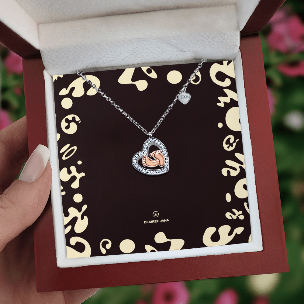 Pure Imagination Baby Feet Heart Necklace