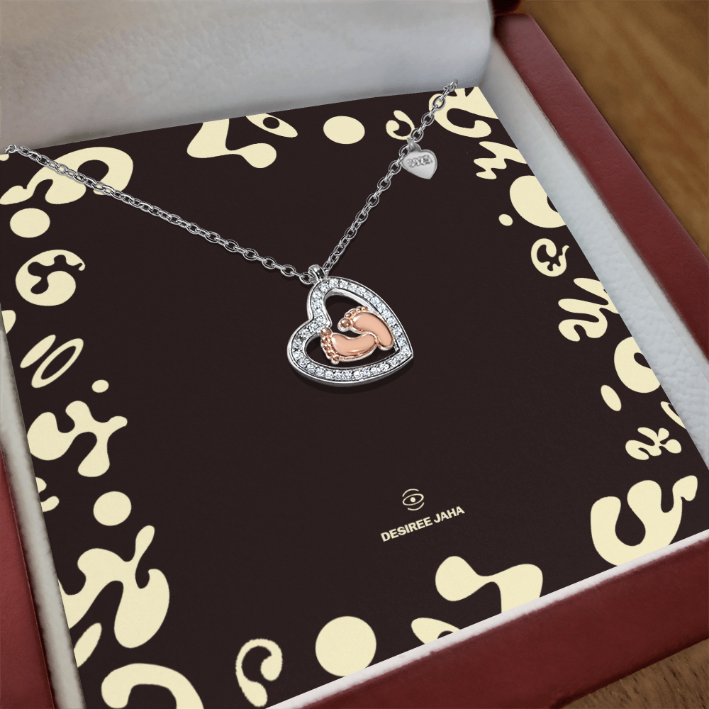 Pure Imagination Baby Feet Heart Necklace