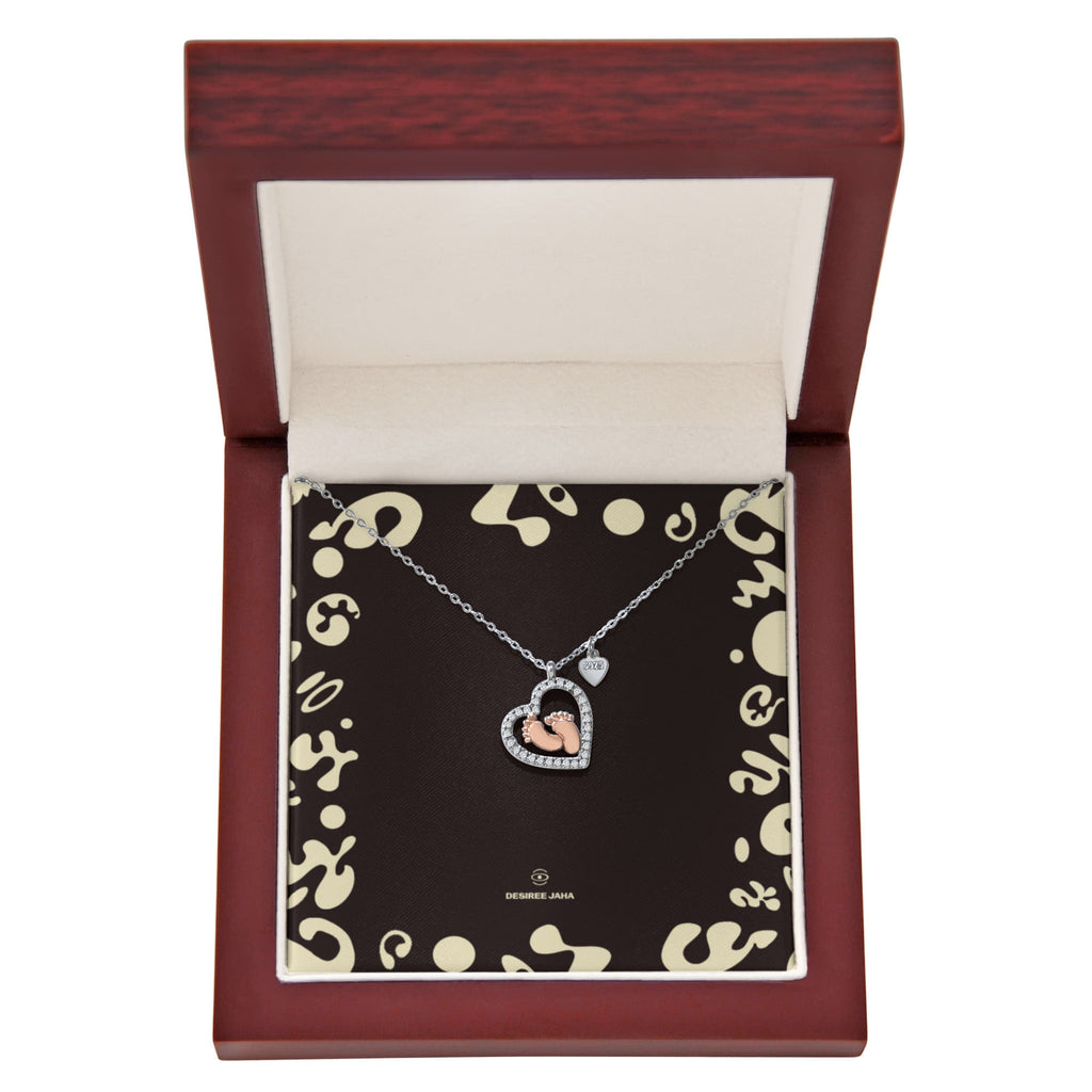 Pure Imagination Baby Feet Heart Necklace