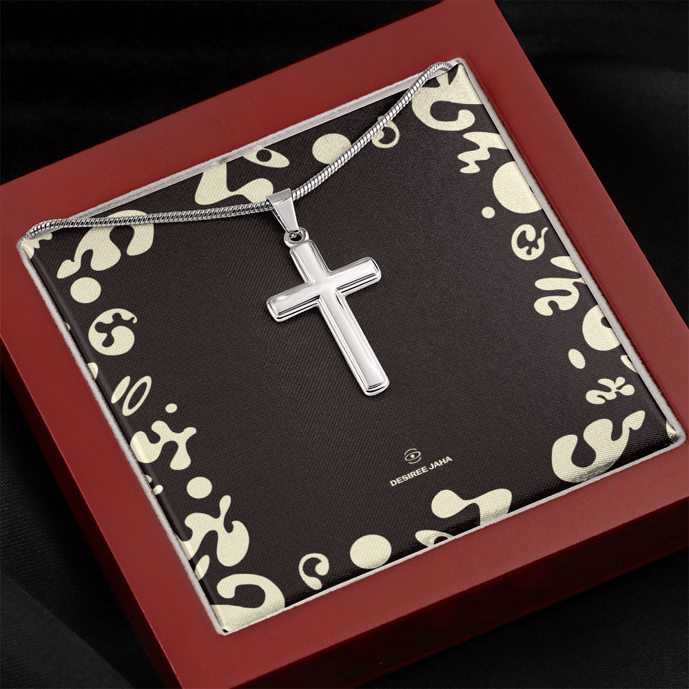 Pure Imagination Artisan Cross Necklace w Snake Chain