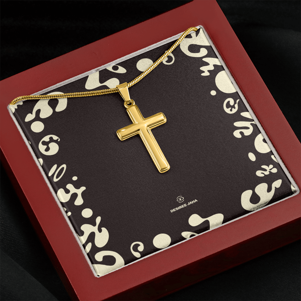 Pure Imagination Artisan Cross Necklace w Snake Chain