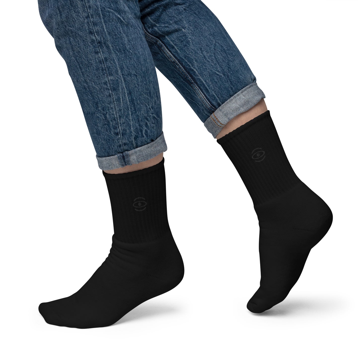 BRIGHT FUTURE EMBROIDERED MINIMALIST SOCKS - Black Logo