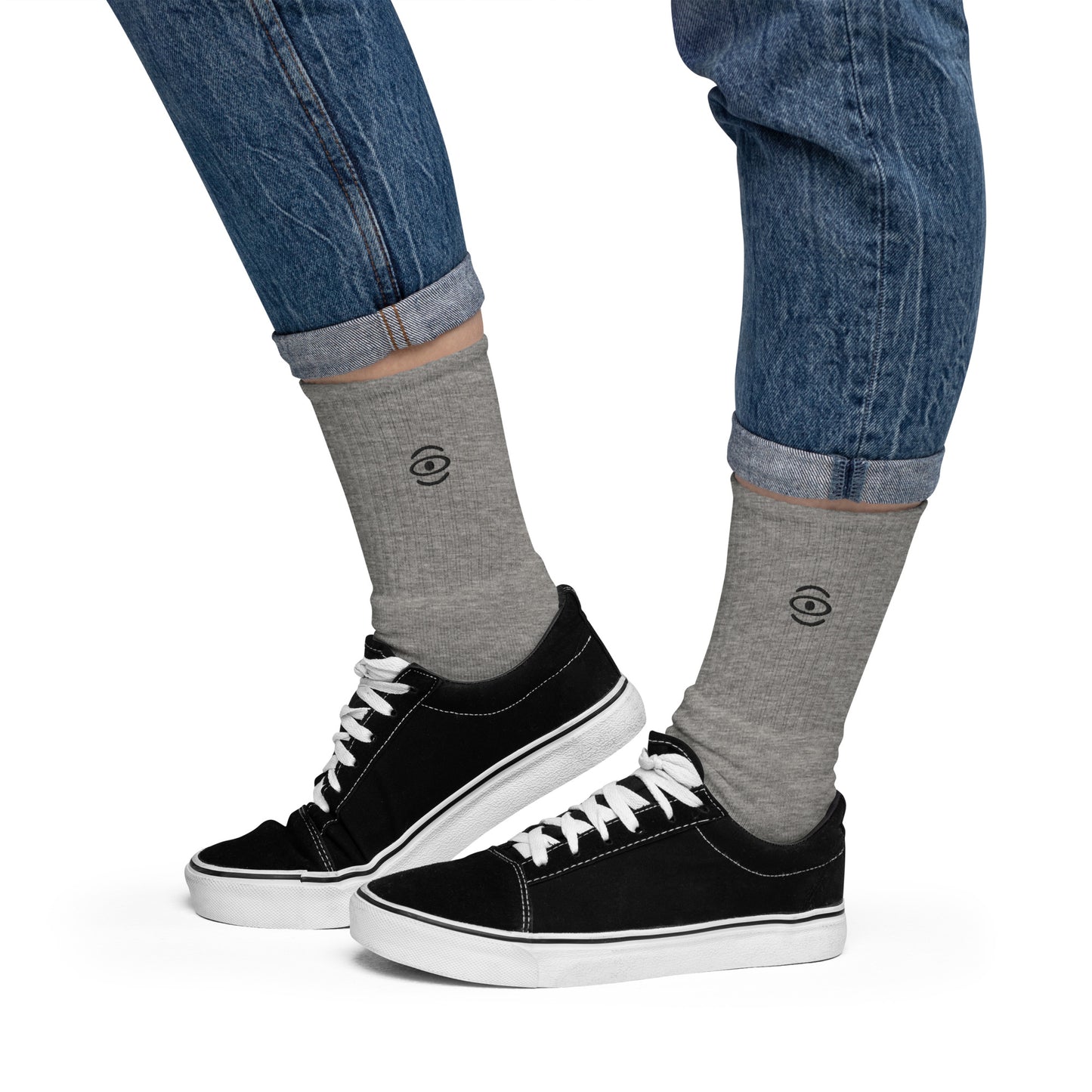 BRIGHT FUTURE EMBROIDERED MINIMALIST SOCKS - Black Logo