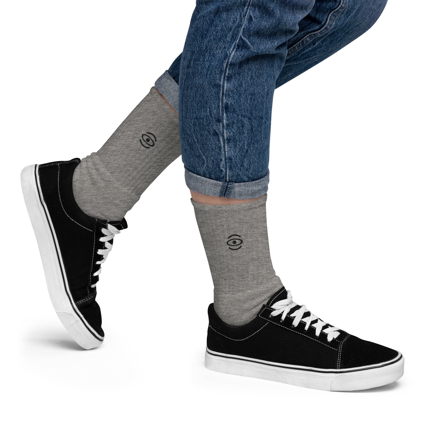 BRIGHT FUTURE EMBROIDERED MINIMALIST SOCKS - Black Logo