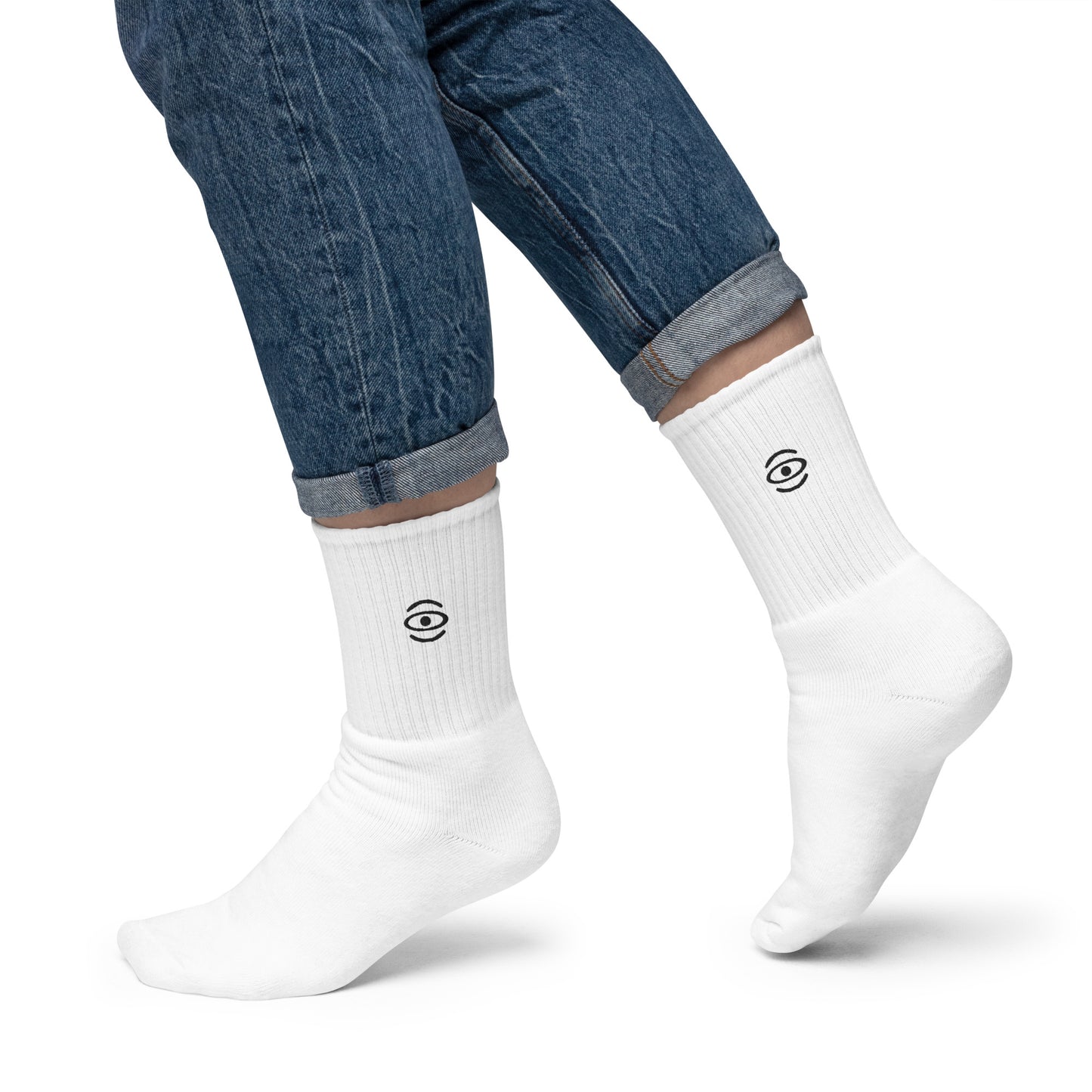 BRIGHT FUTURE EMBROIDERED MINIMALIST SOCKS - Black Logo