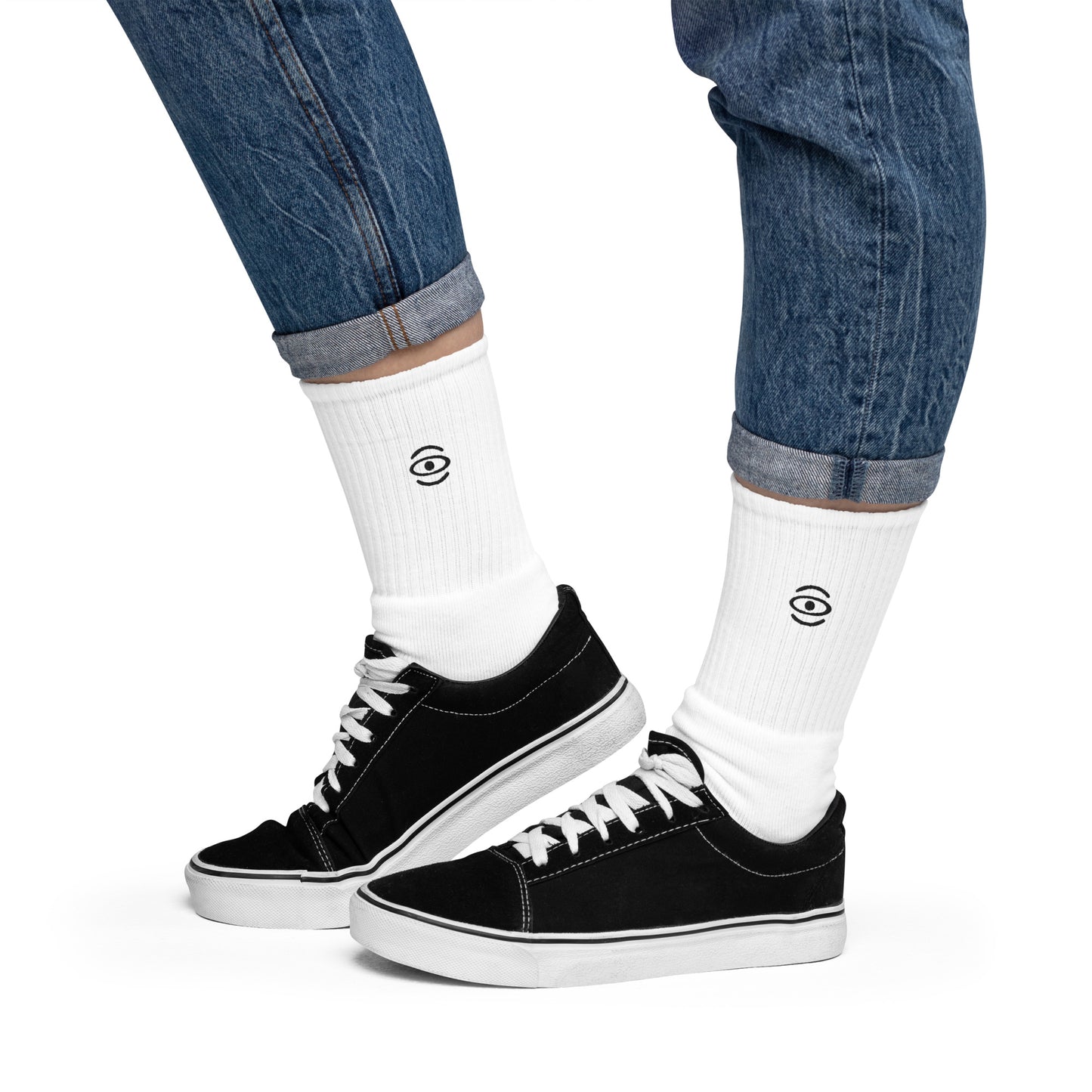 BRIGHT FUTURE EMBROIDERED MINIMALIST SOCKS - Black Logo