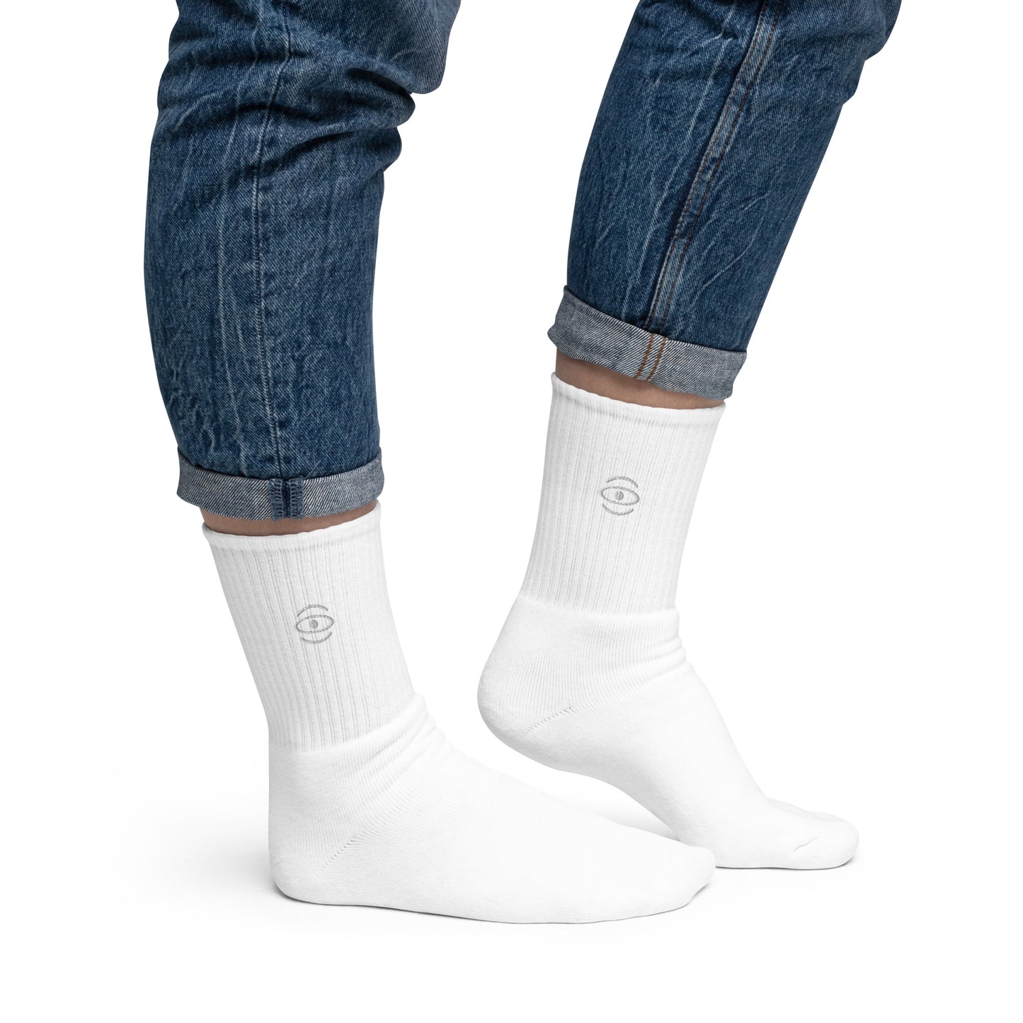 BRIGHT FUTURE EMBROIDERED MINIMALIST SOCKS - White Logo