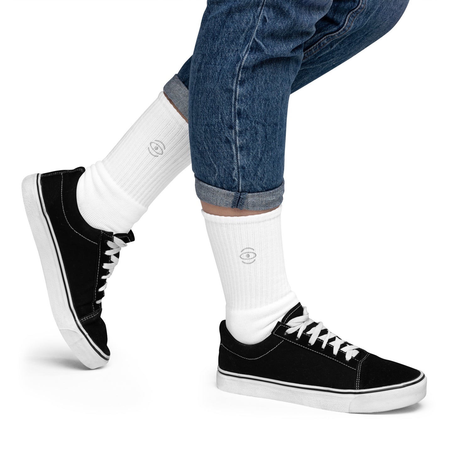 BRIGHT FUTURE EMBROIDERED MINIMALIST SOCKS - White Logo