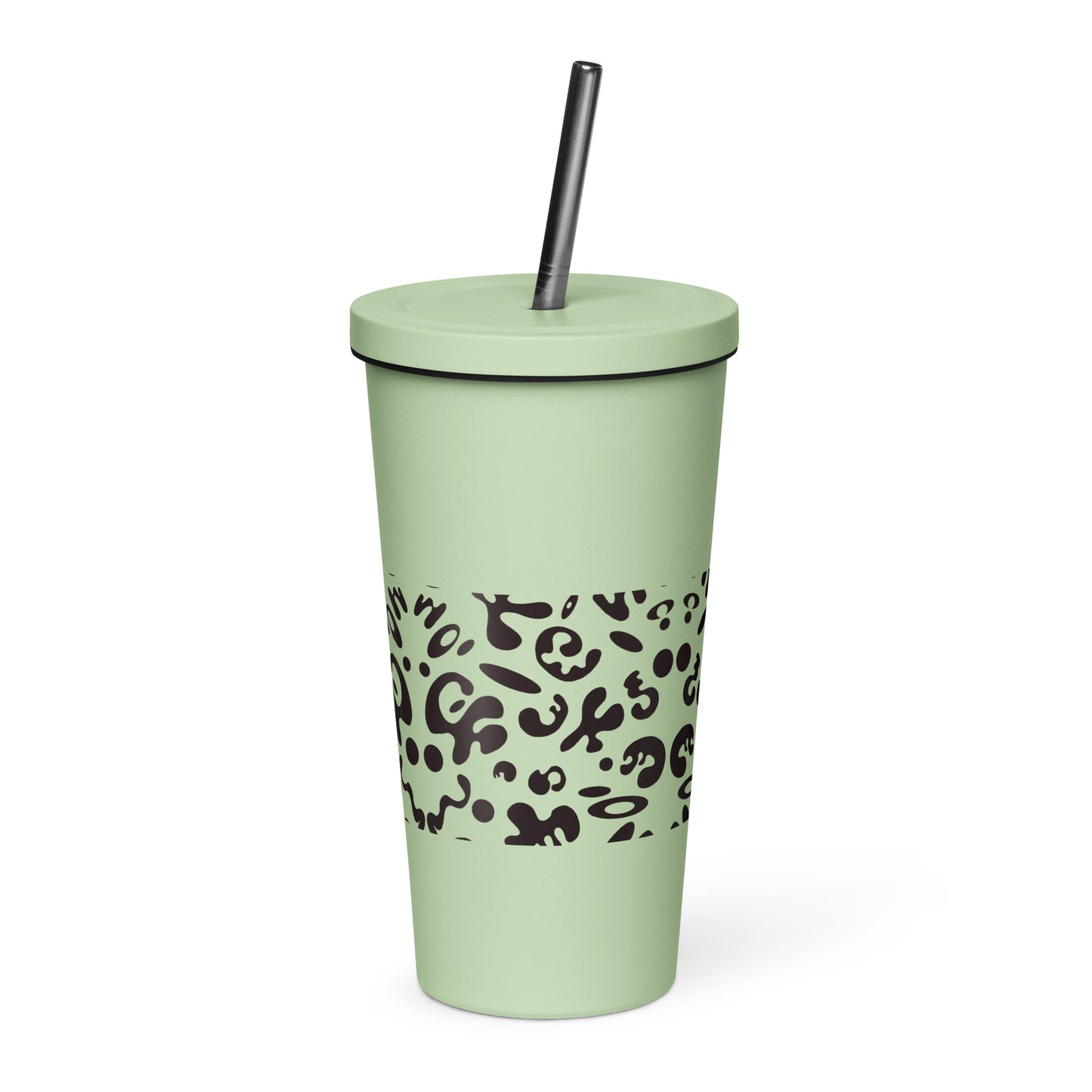 NOURISH'D INSULATED TUMBLER w STRAW - Smoke Black Print