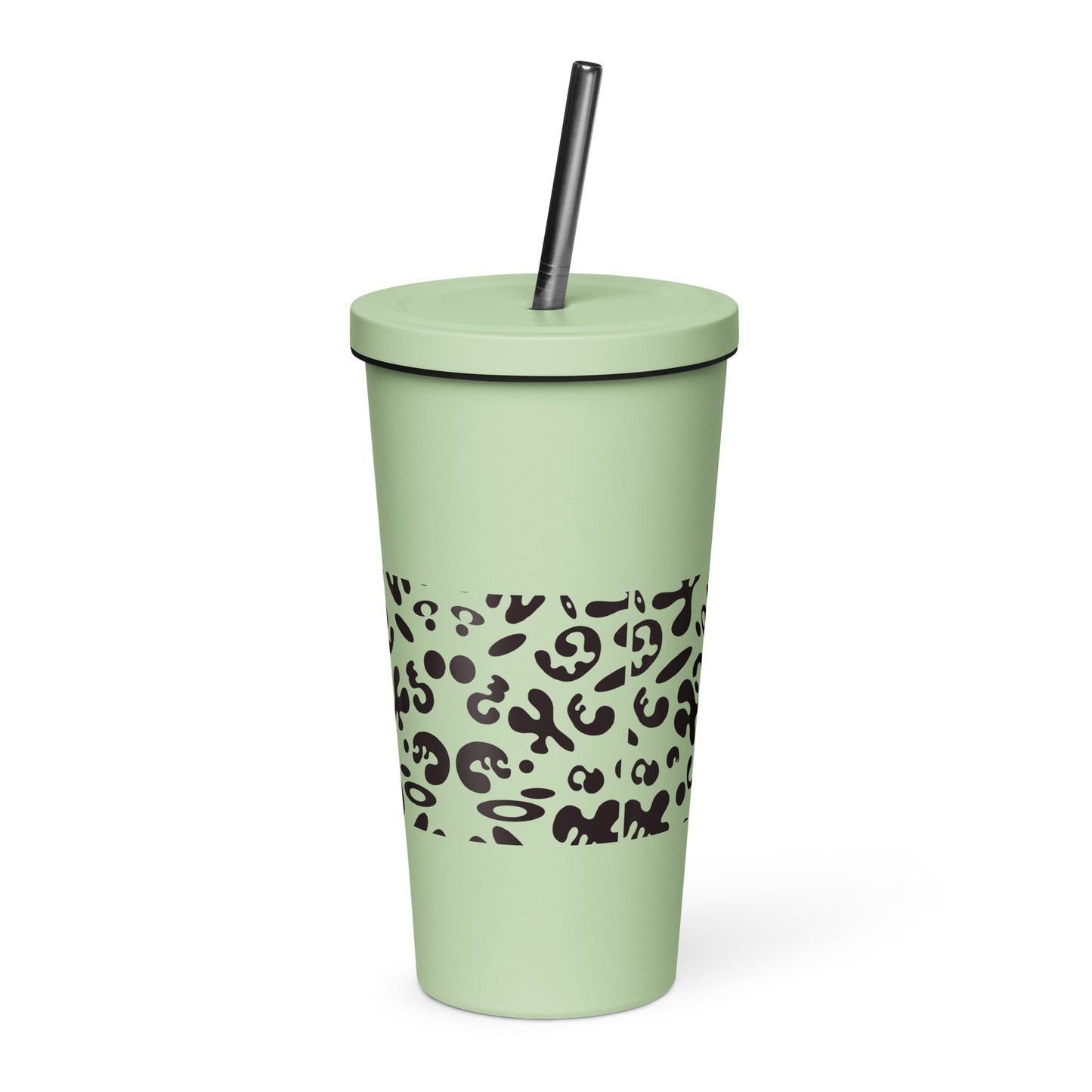 NOURISH'D INSULATED TUMBLER w STRAW - Smoke Black Print