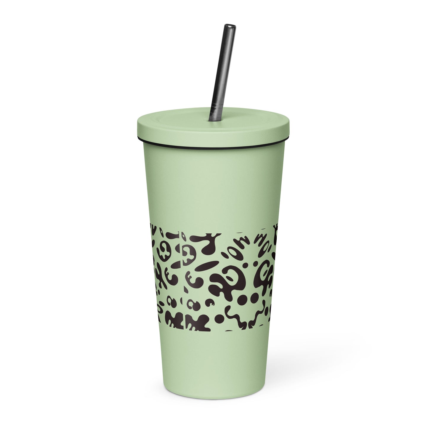 NOURISH'D INSULATED TUMBLER w STRAW - Smoke Black Print