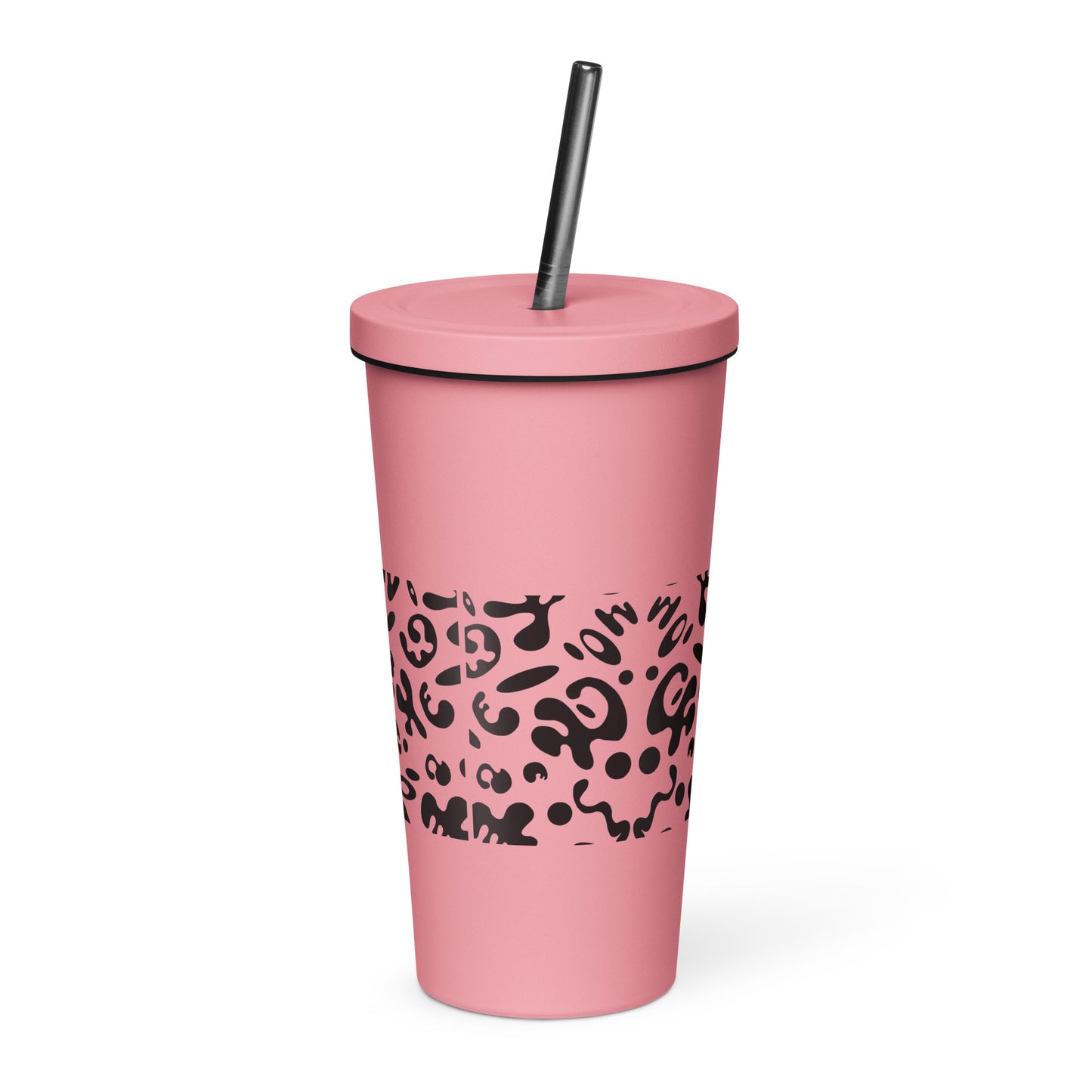 NOURISH'D INSULATED TUMBLER w STRAW - Smoke Black Print