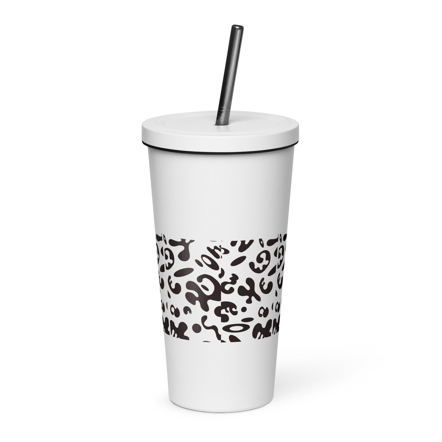 NOURISH'D INSULATED TUMBLER w STRAW - Smoke Black Print