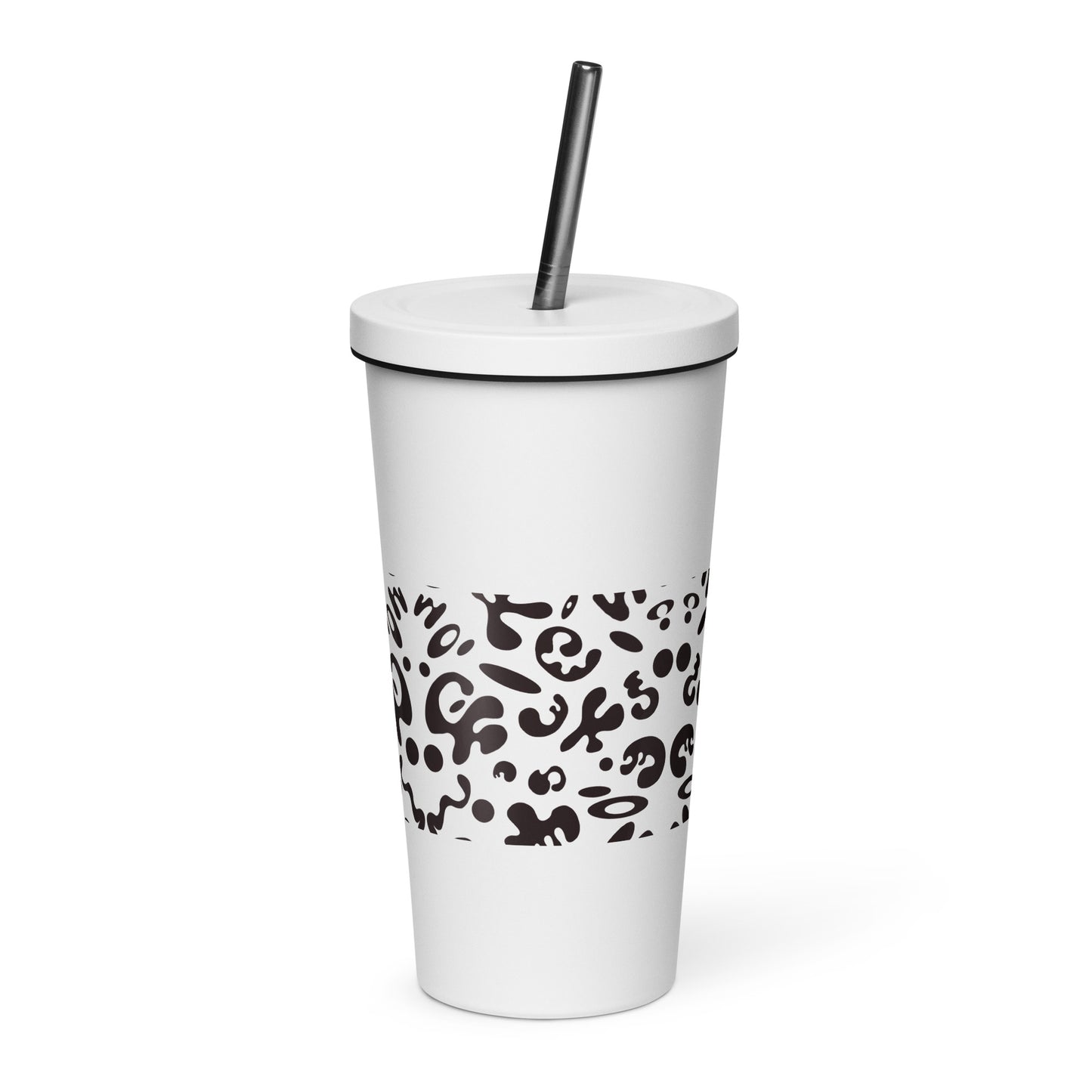 NOURISH'D INSULATED TUMBLER w STRAW - Smoke Black Print