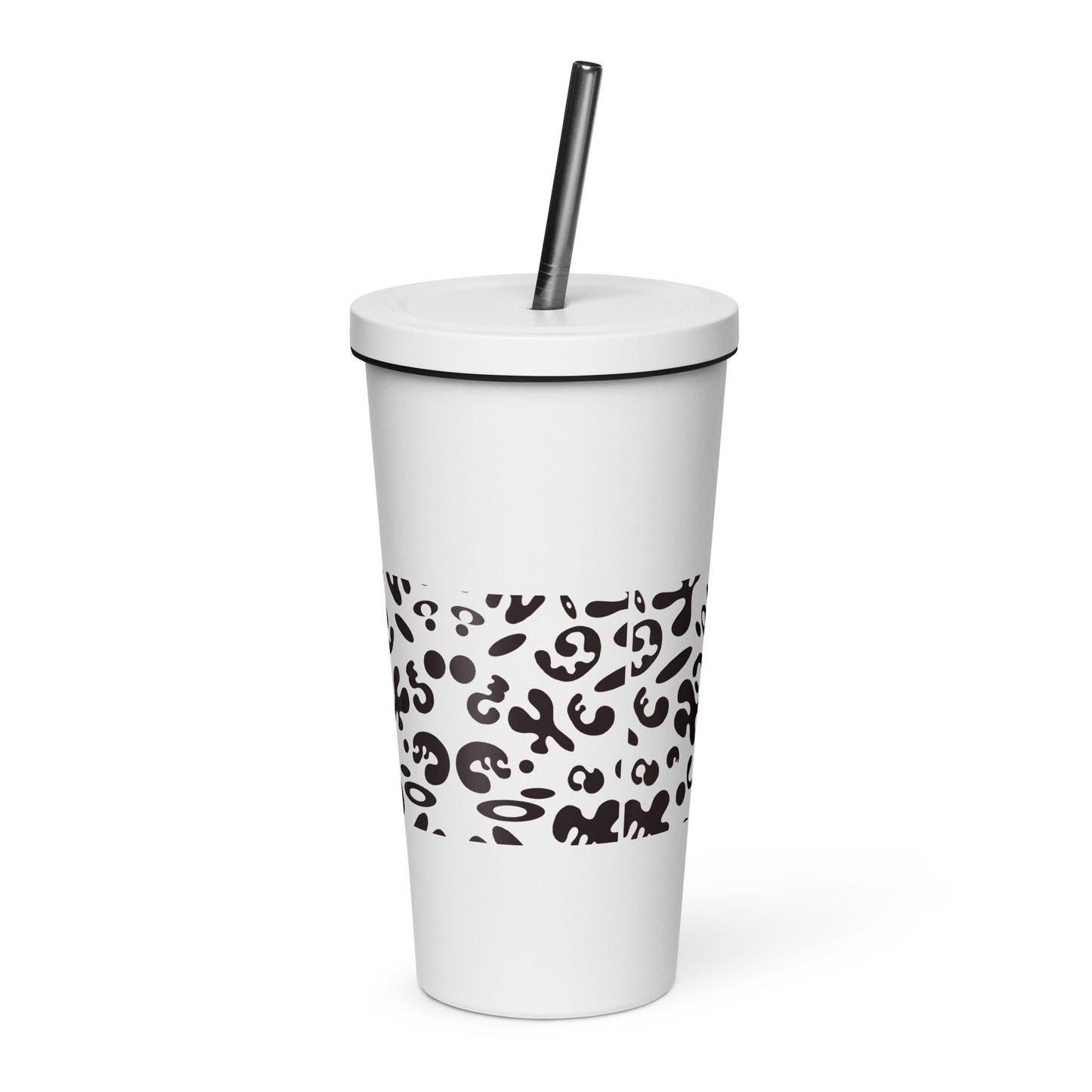 NOURISH'D INSULATED TUMBLER w STRAW - Smoke Black Print