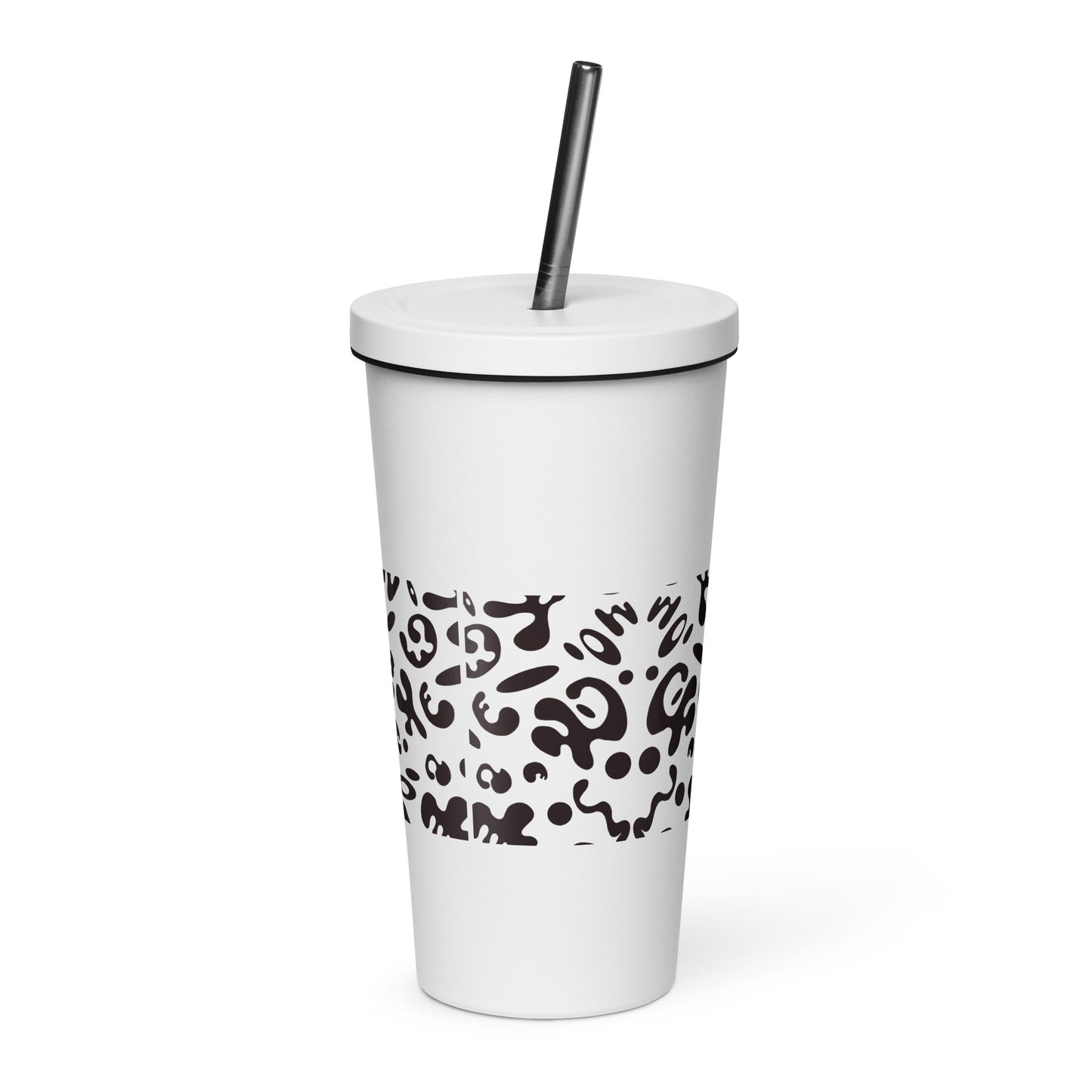 NOURISH'D INSULATED TUMBLER w STRAW - Smoke Black Print