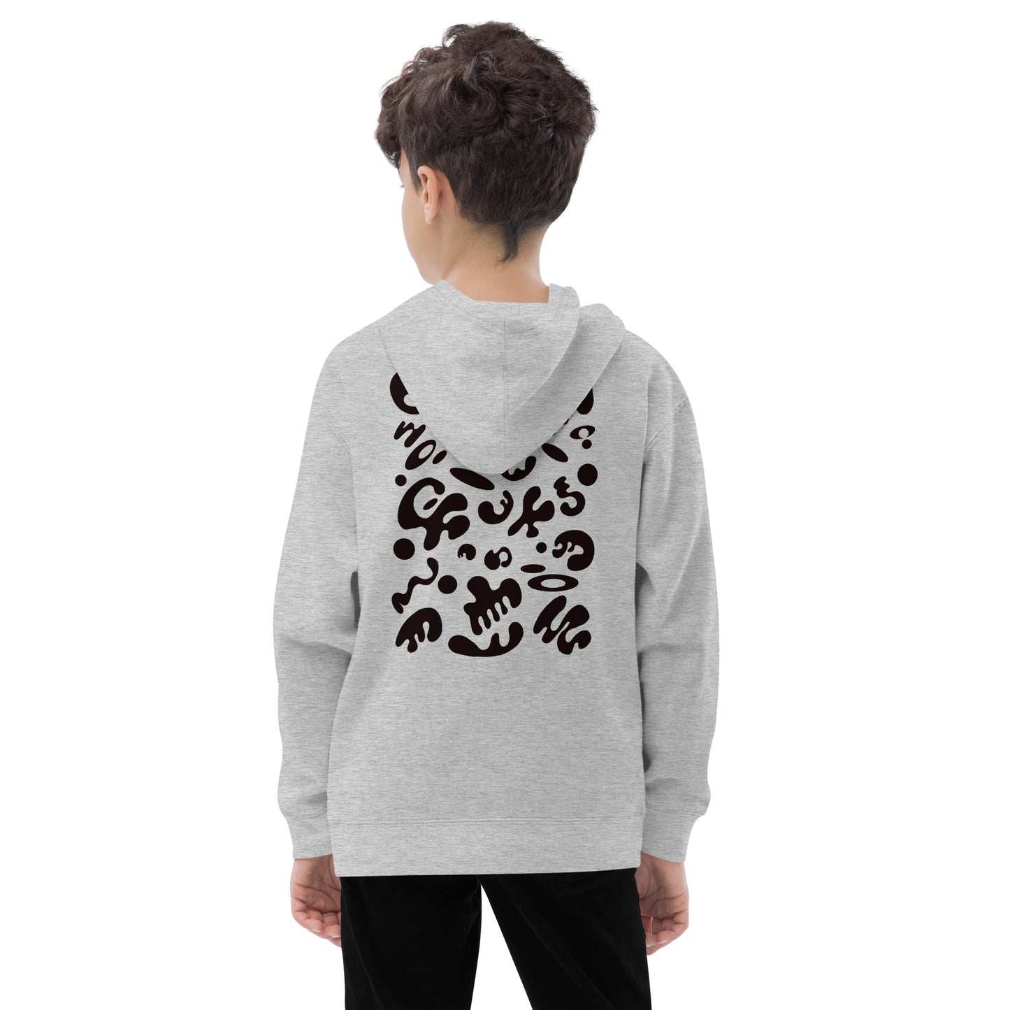 ADORN'D KIDS FLEECE HOODIE W BLACK EMBROIDERED FRONT + BACK PRINT