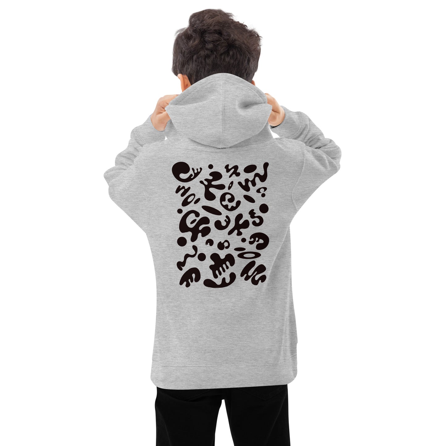 ADORN'D KIDS FLEECE HOODIE W BLACK EMBROIDERED FRONT + BACK PRINT