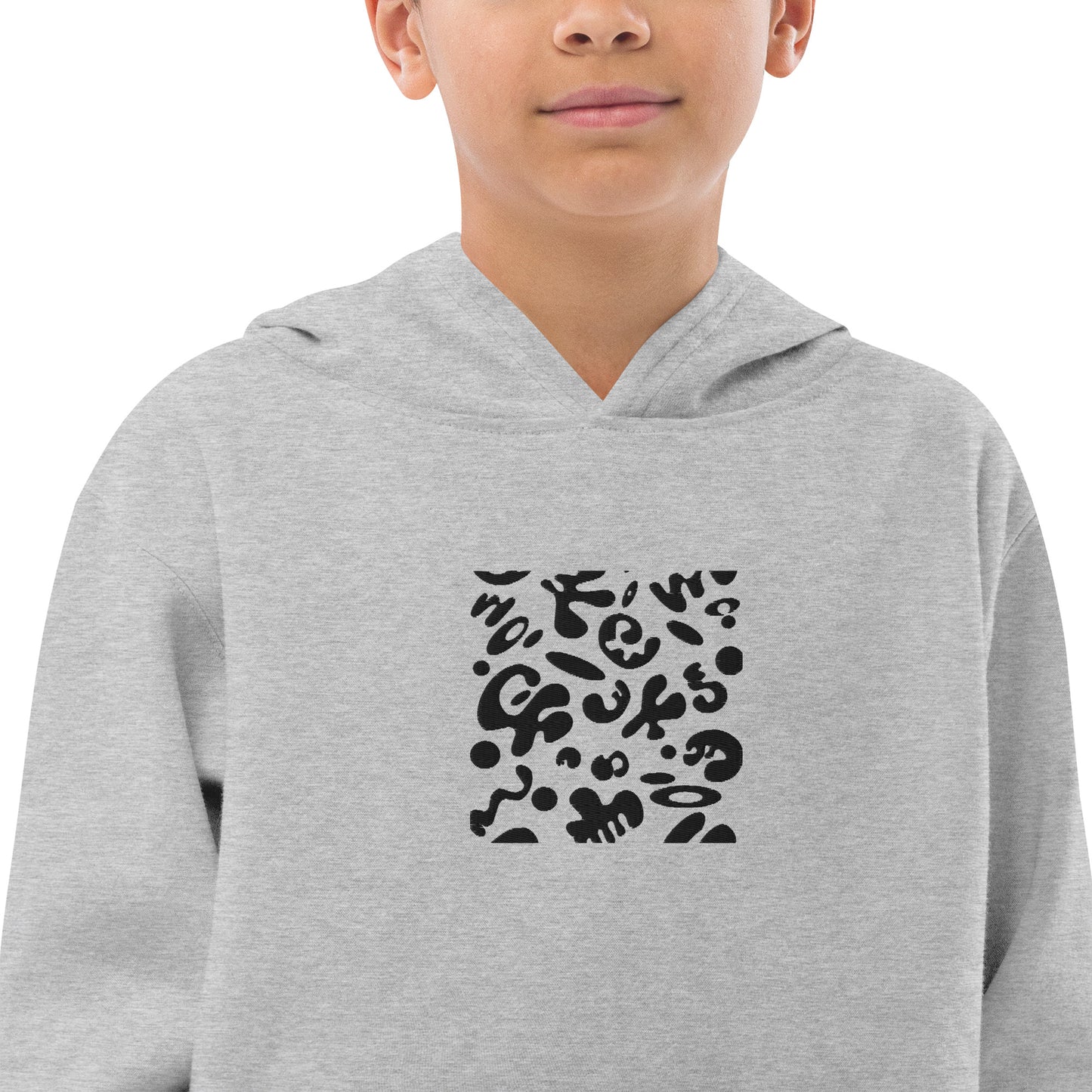 ADORN'D KIDS FLEECE HOODIE W BLACK EMBROIDERED FRONT + BACK PRINT