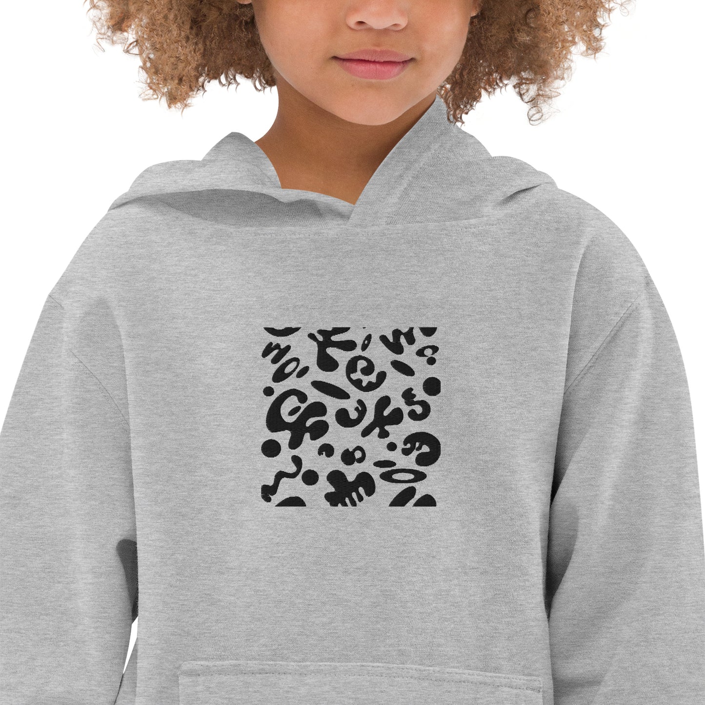 ADORN'D KIDS FLEECE HOODIE W BLACK EMBROIDERED FRONT + BACK PRINT