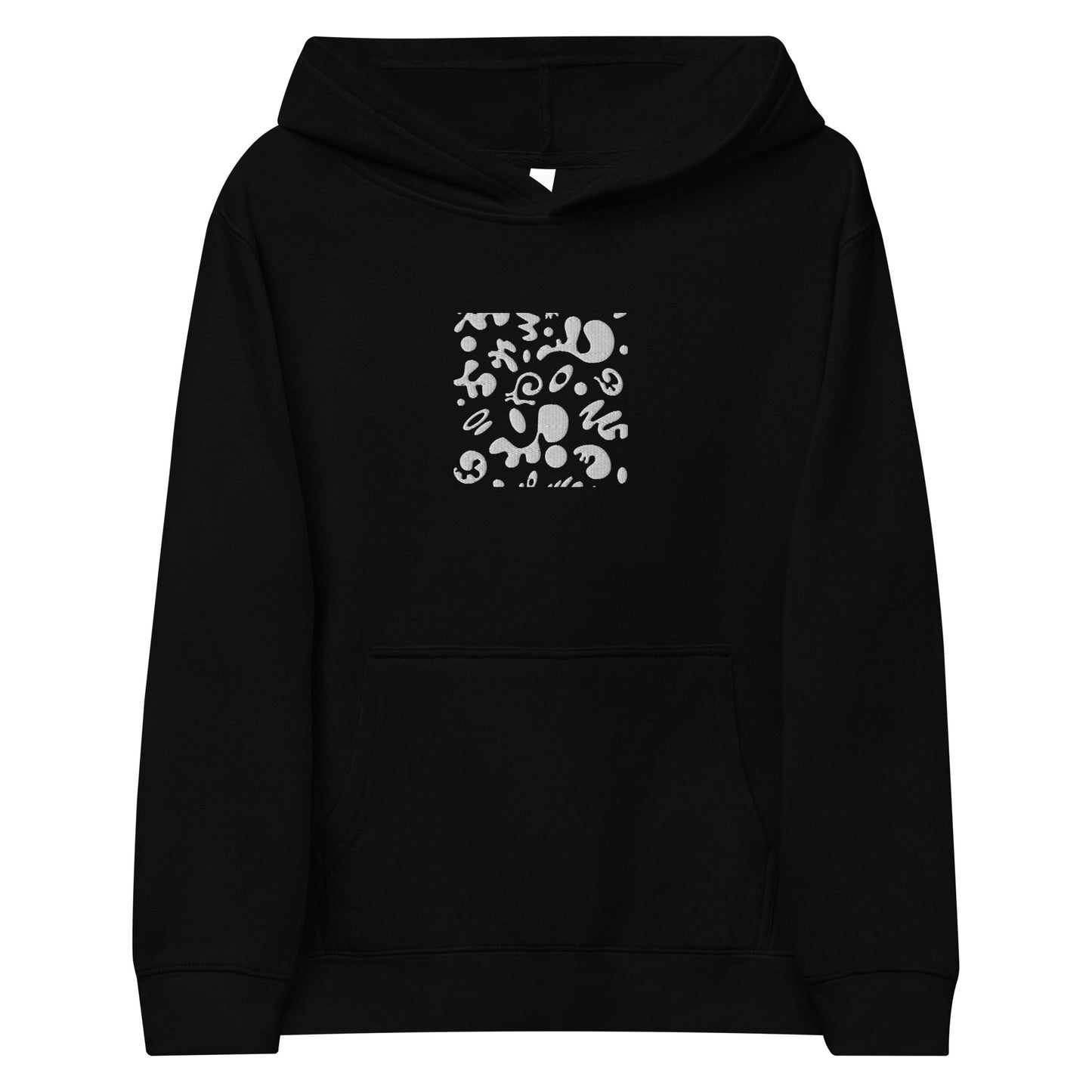 ADORN'D KIDS FLEECE HOODIE W WHITE EMBROIDERED FRONT + BACK PRINT