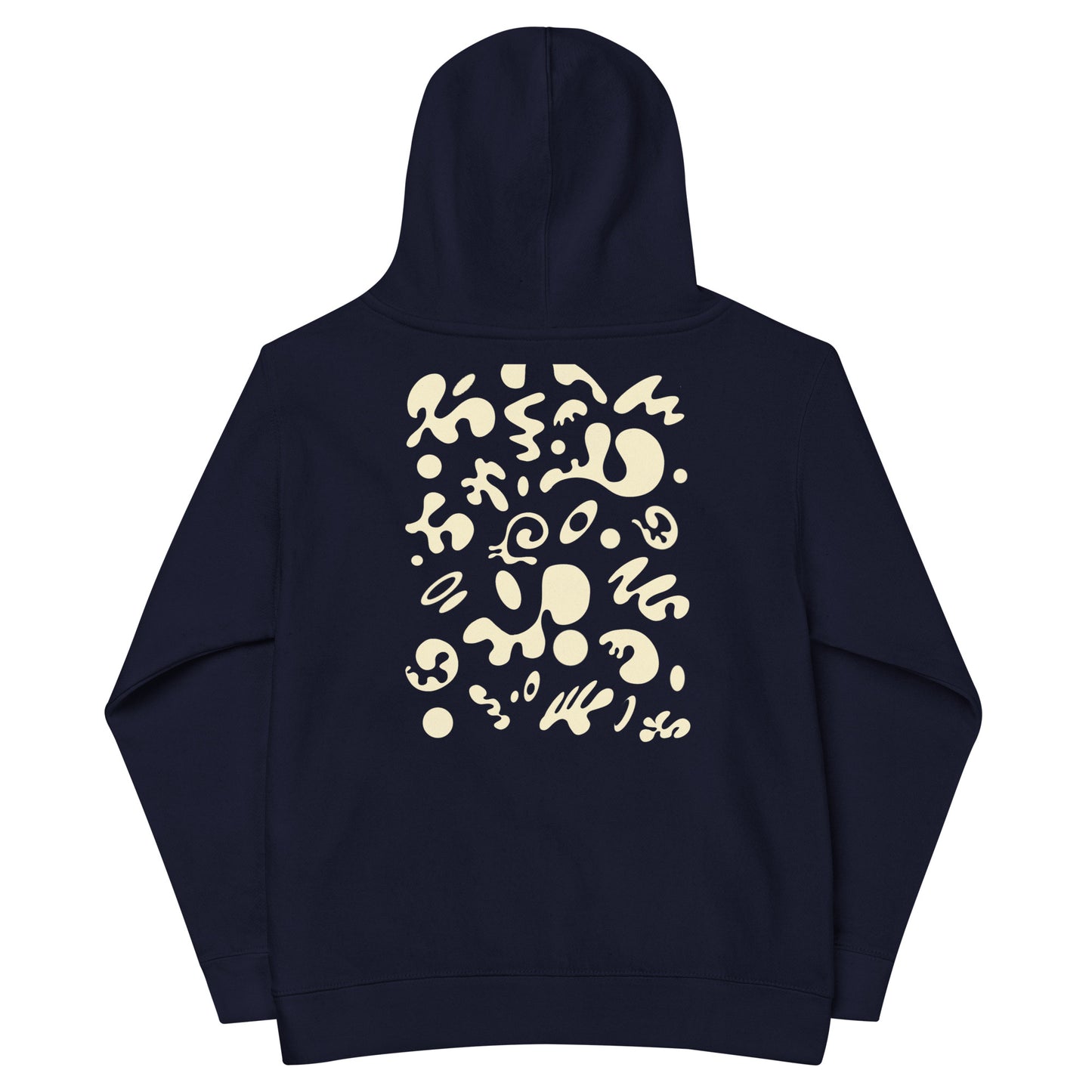 ADORN'D KIDS FLEECE HOODIE W WHITE EMBROIDERED FRONT + BACK PRINT