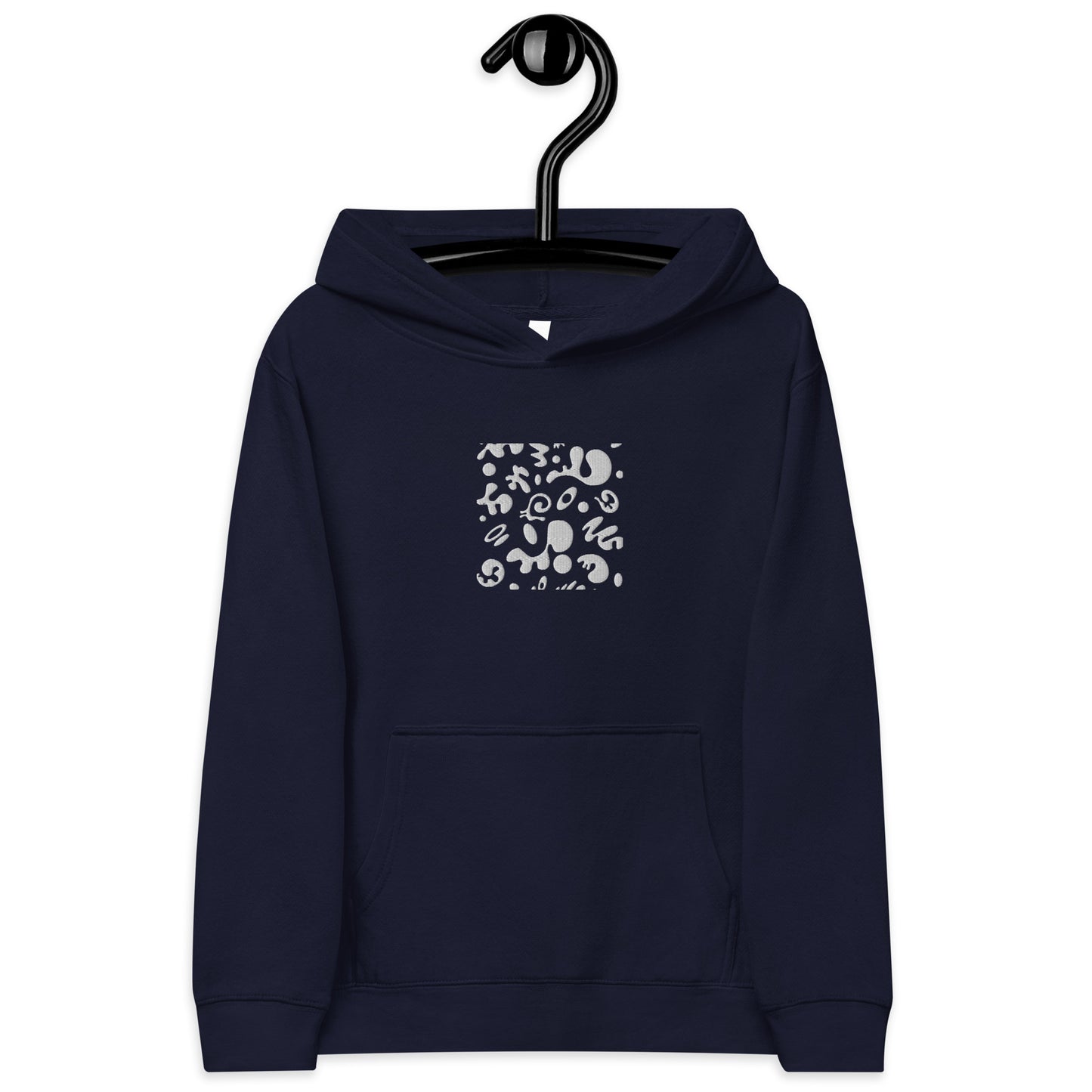 ADORN'D KIDS FLEECE HOODIE W WHITE EMBROIDERED FRONT + BACK PRINT