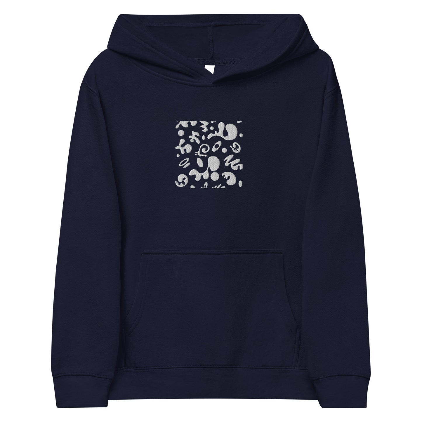 ADORN'D KIDS FLEECE HOODIE W WHITE EMBROIDERED FRONT + BACK PRINT