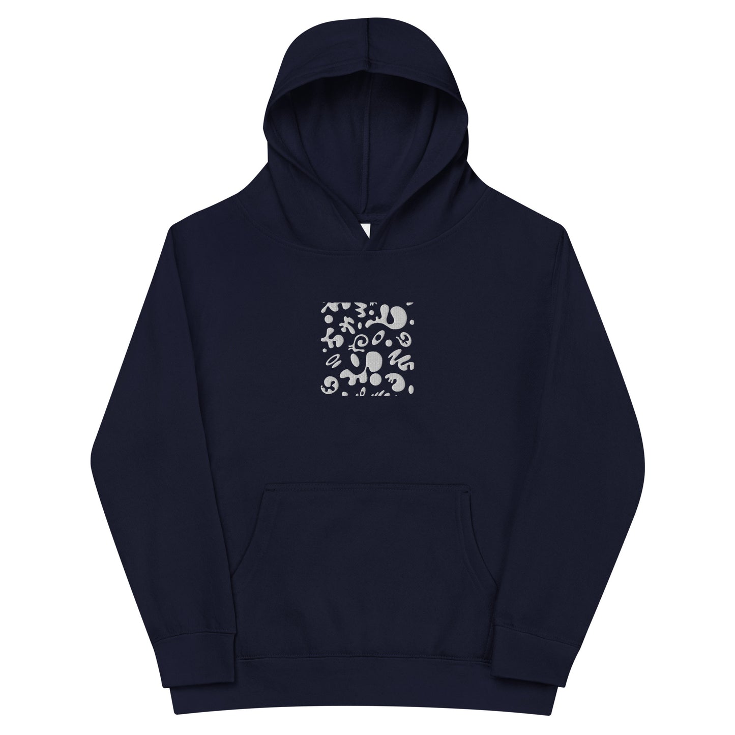 ADORN'D KIDS FLEECE HOODIE W WHITE EMBROIDERED FRONT + BACK PRINT