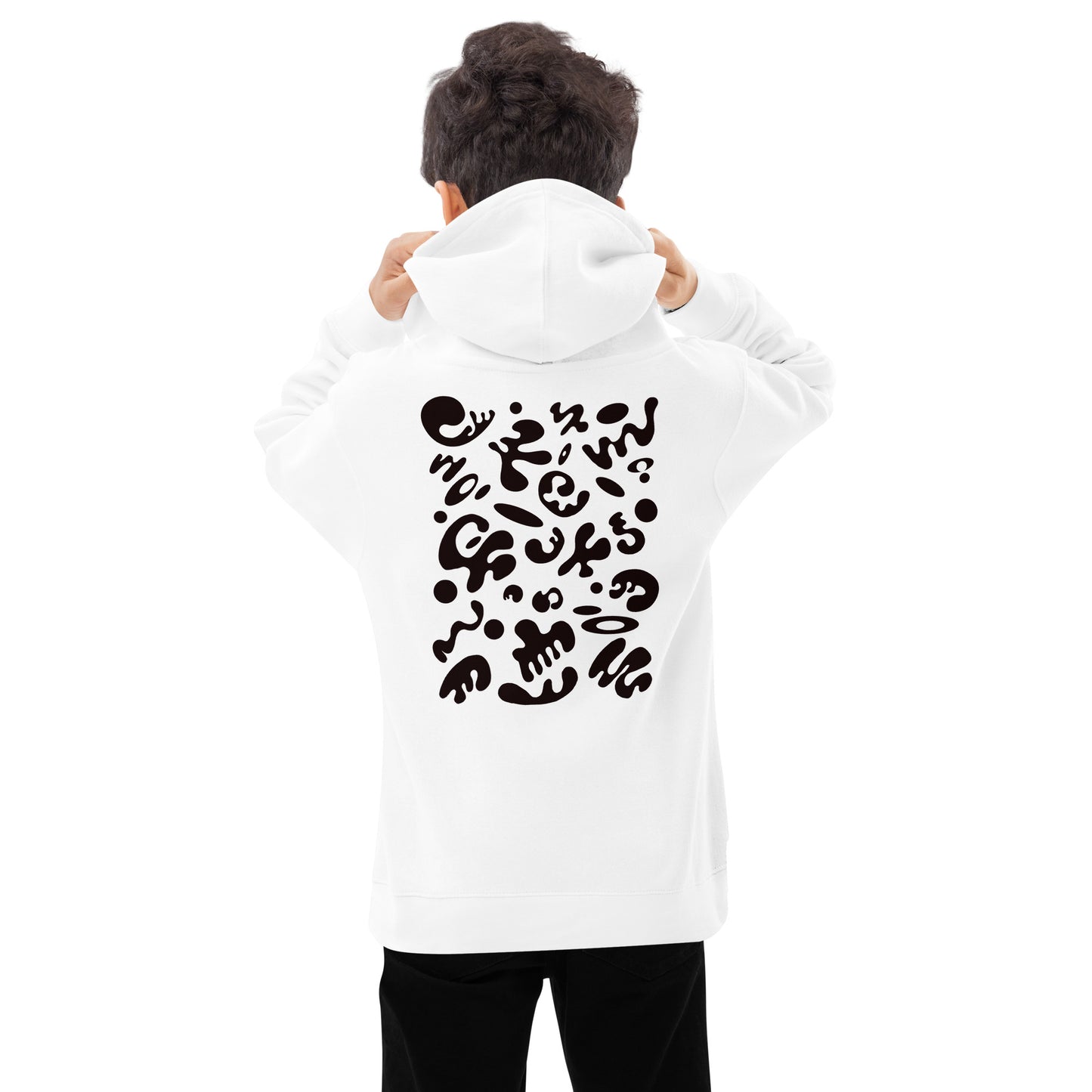 ADORN'D KIDS FLEECE HOODIE W BLACK EMBROIDERED FRONT + BACK PRINT