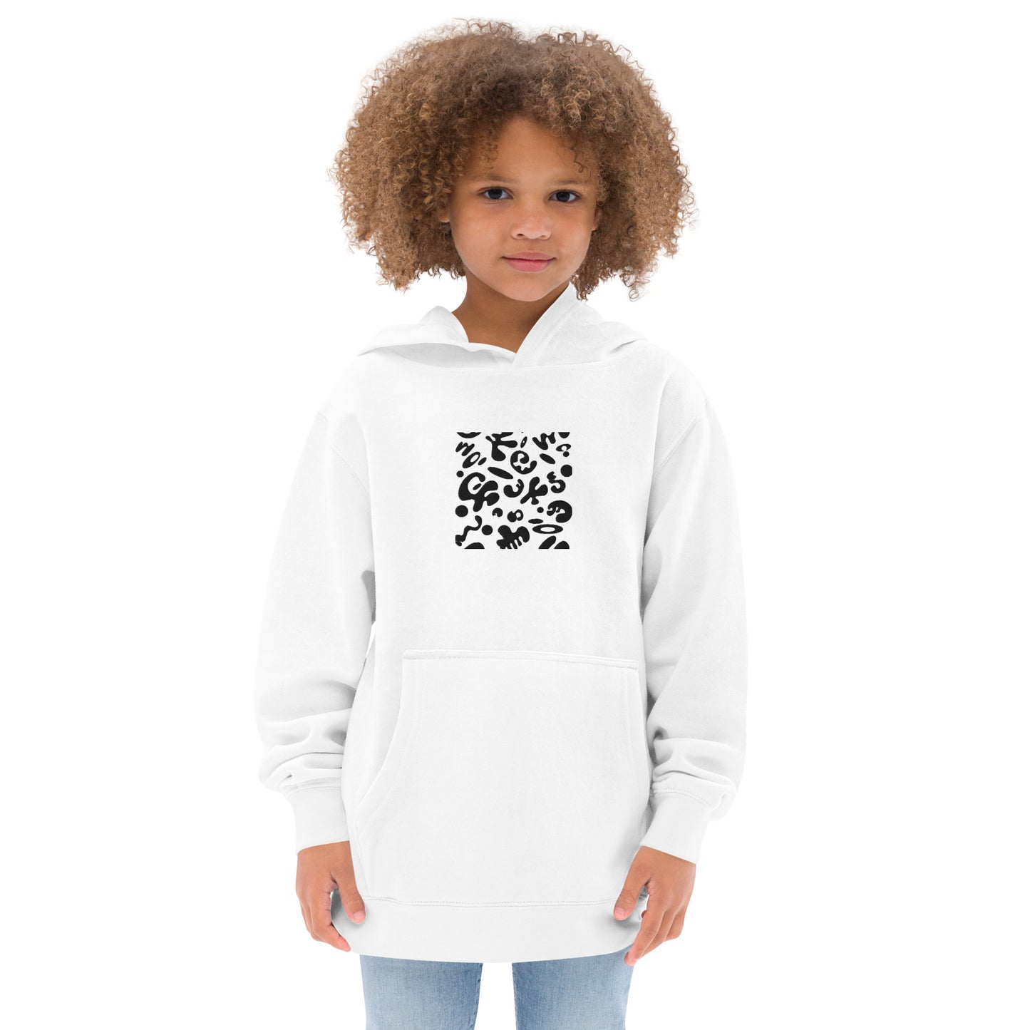 ADORN'D KIDS FLEECE HOODIE W BLACK EMBROIDERED FRONT + BACK PRINT