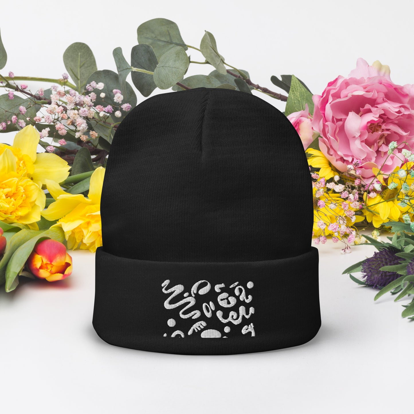 ADORN'D KNIT EMBROIDERED BEANIE - OG Print