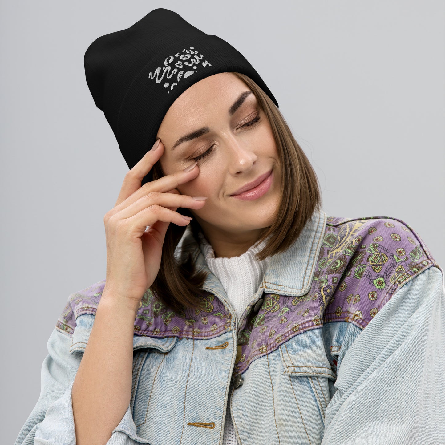 ADORN'D KNIT EMBROIDERED BEANIE - OG Print