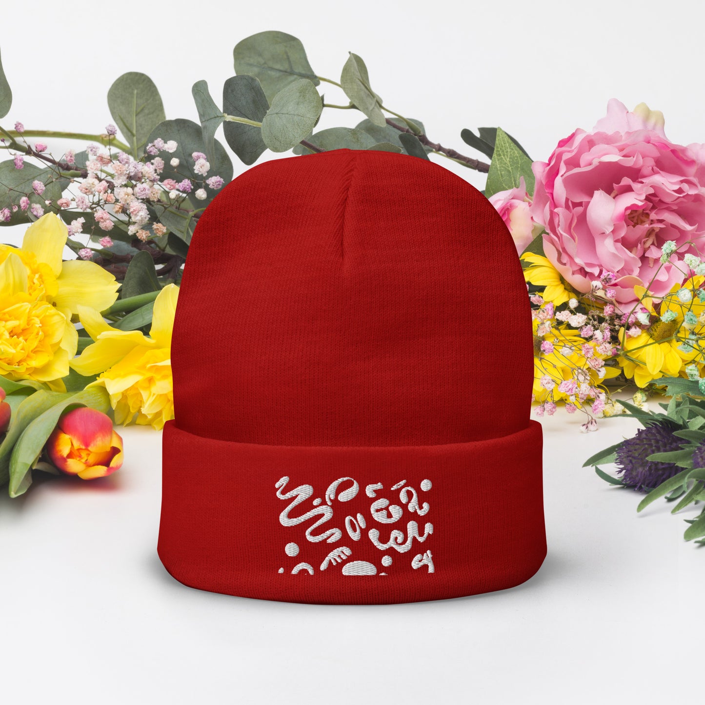 ADORN'D KNIT EMBROIDERED BEANIE - OG Print