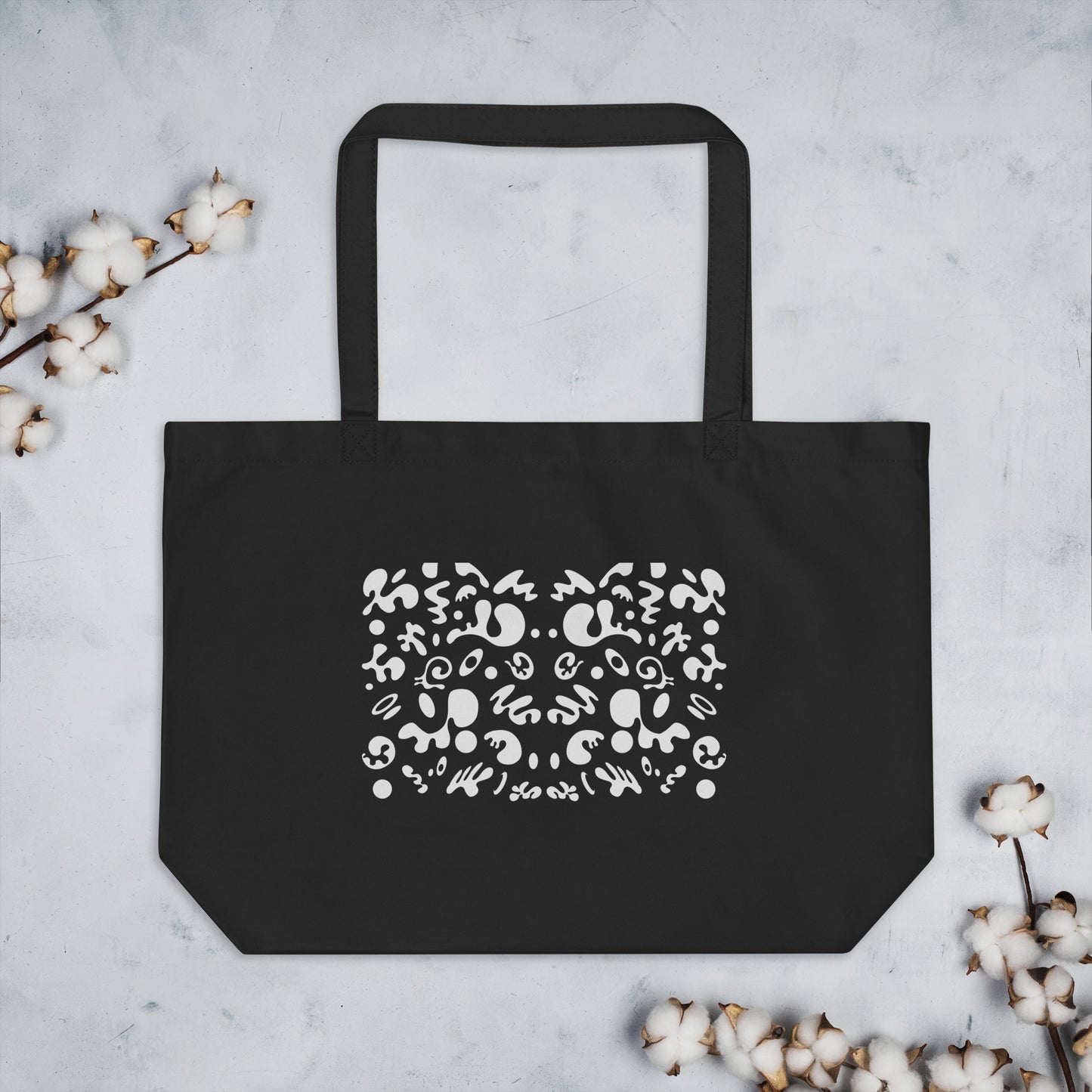 BRIGHT FUTURE LARGE PRINTED ECO TOTE BAG - Smoke Black