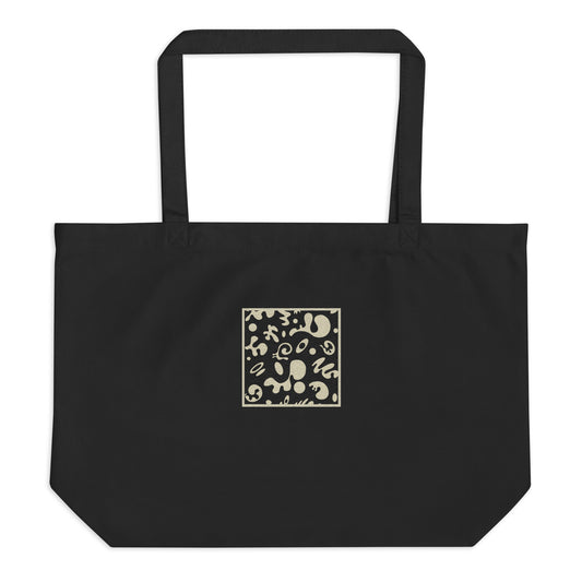 ADORN’D LARGE EMBROIDERED ECO TOTE BAG - Smoke Black