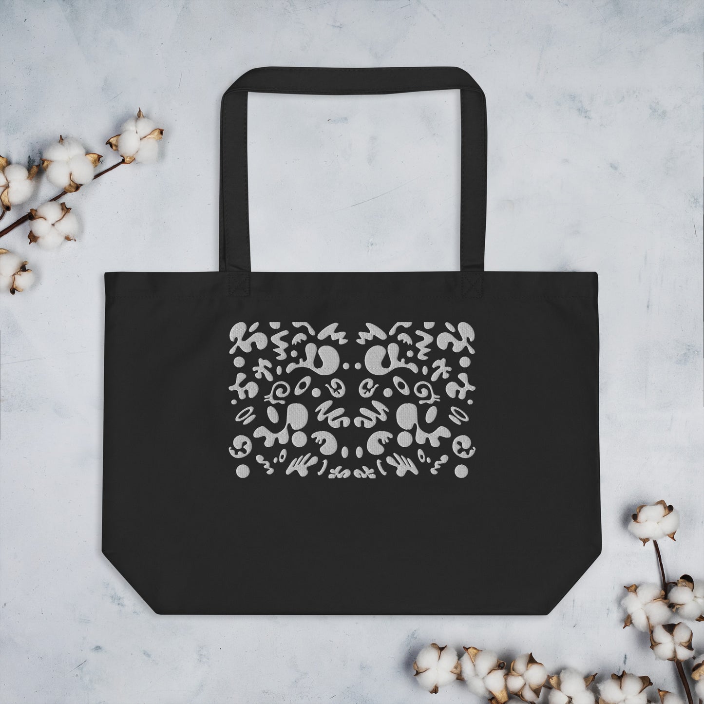 BRIGHT FUTURE LARGE EMBROIDERED ECO TOTE BAG - Smoke Black