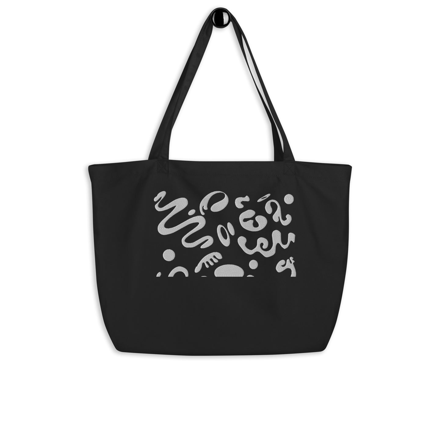 PURE IMAGINATION LARGE PRINT EMBROIDERED BIG ECO TOTE BAG - Smoke Black