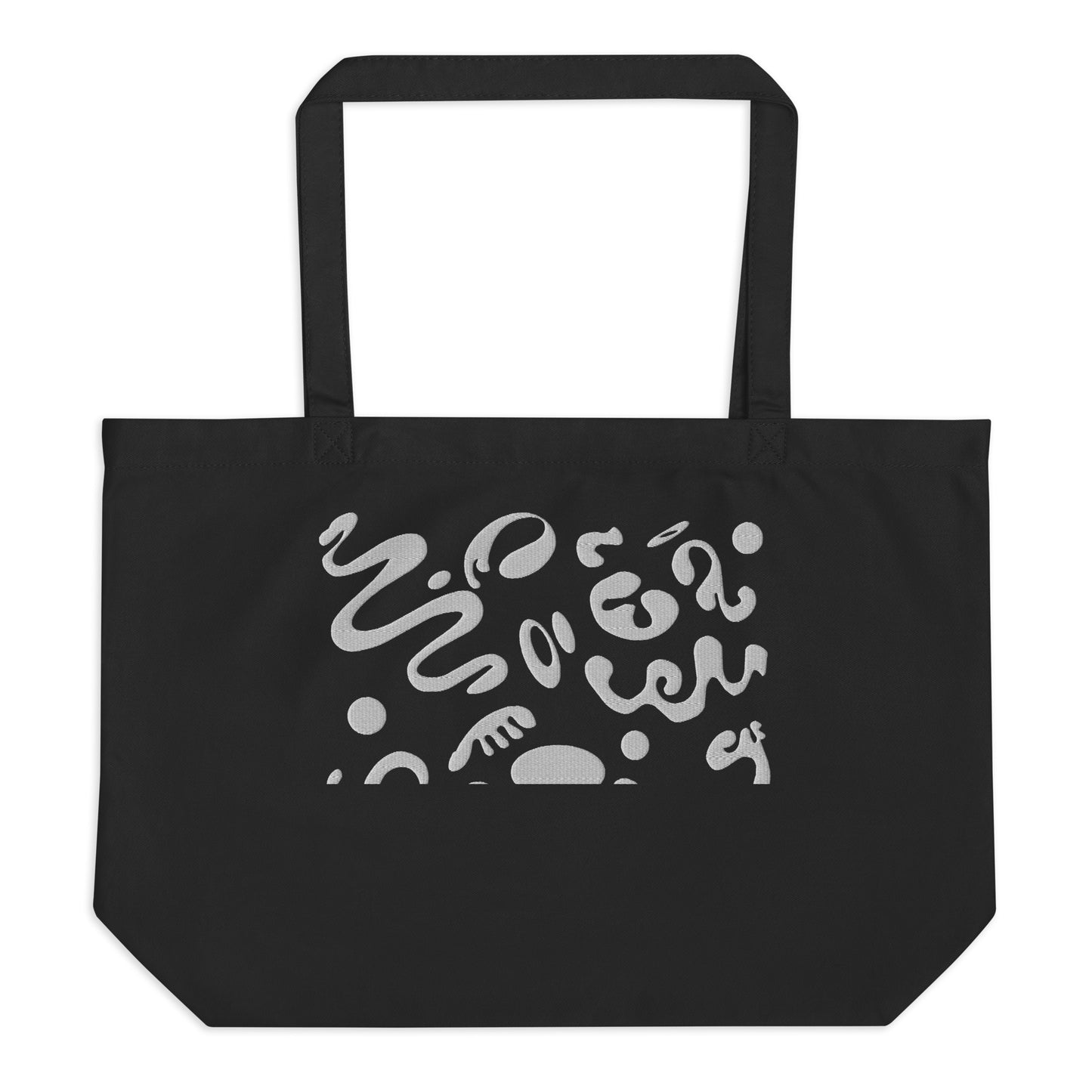 PURE IMAGINATION LARGE PRINT EMBROIDERED BIG ECO TOTE BAG - Smoke Black