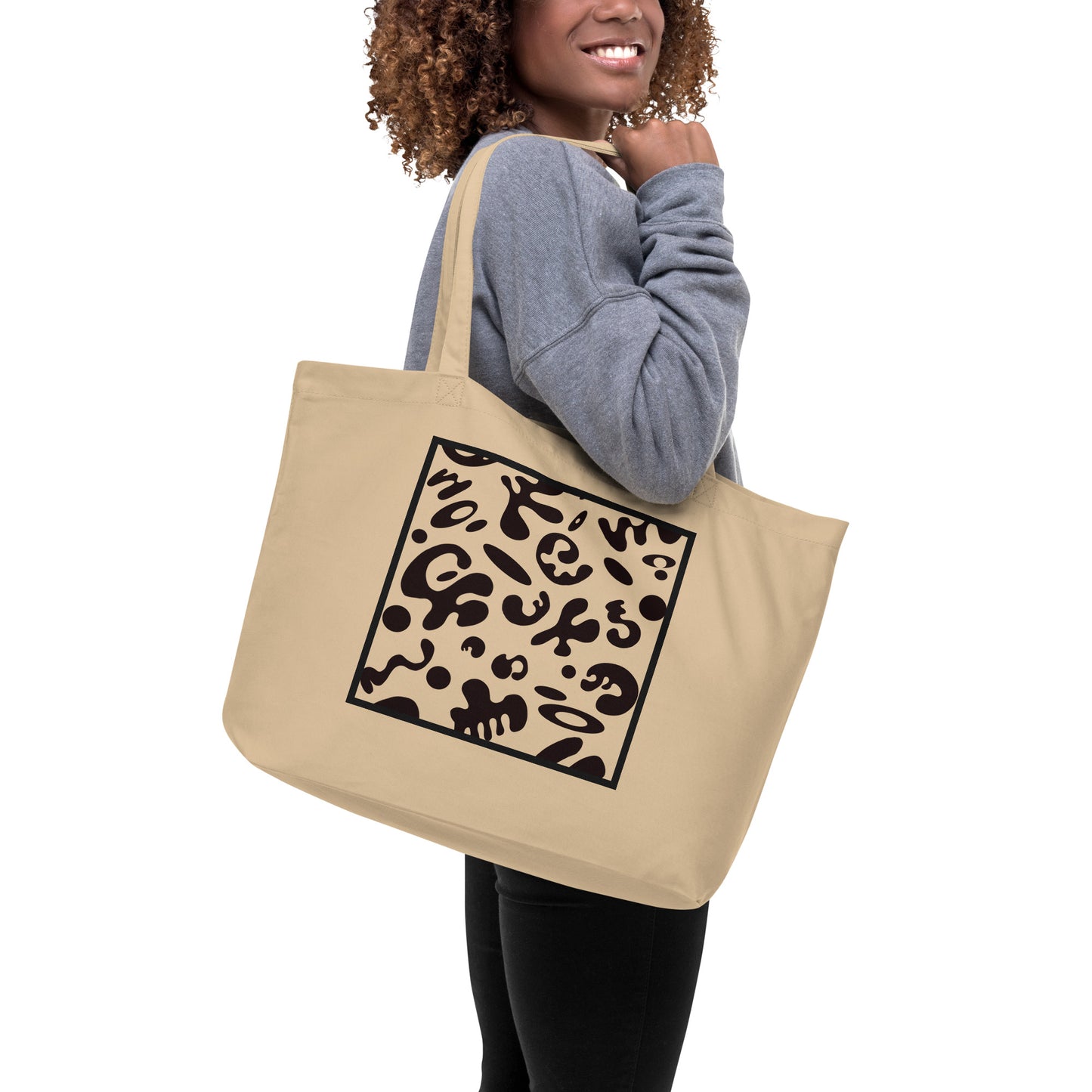 ADORN'D LARGE PRINTED ECO TOTE BAG - Warm White