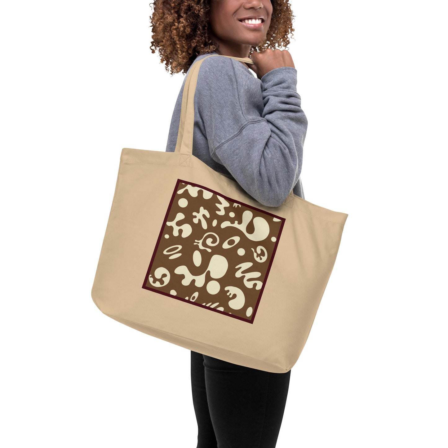 ADORN’D LARGE PRINTED ECO TOTE BAG - Natural OG