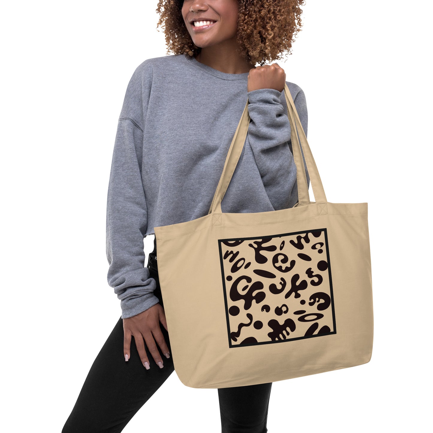 ADORN'D LARGE PRINTED ECO TOTE BAG - Warm White